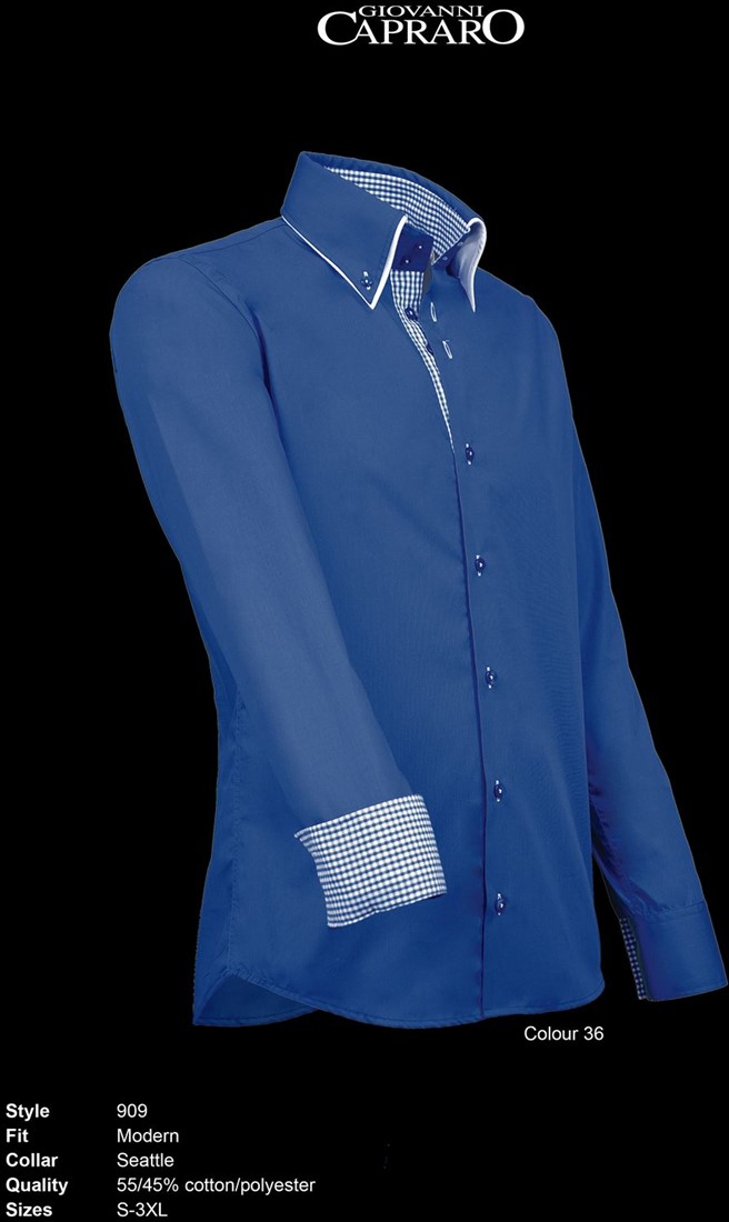 verwijzen Omleiding onderbreken Giovanni Capraro 909-36 Heren Overhemd - Blauw [Blauw accent] Giovanni  Capraro