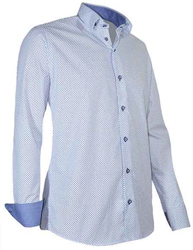Giovanni Capraro 937-38 Overhemd - Wit [Donker Blauw accent]